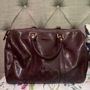 Gucci Burgundy Imprime Monogram Medium Joy Boston Bag